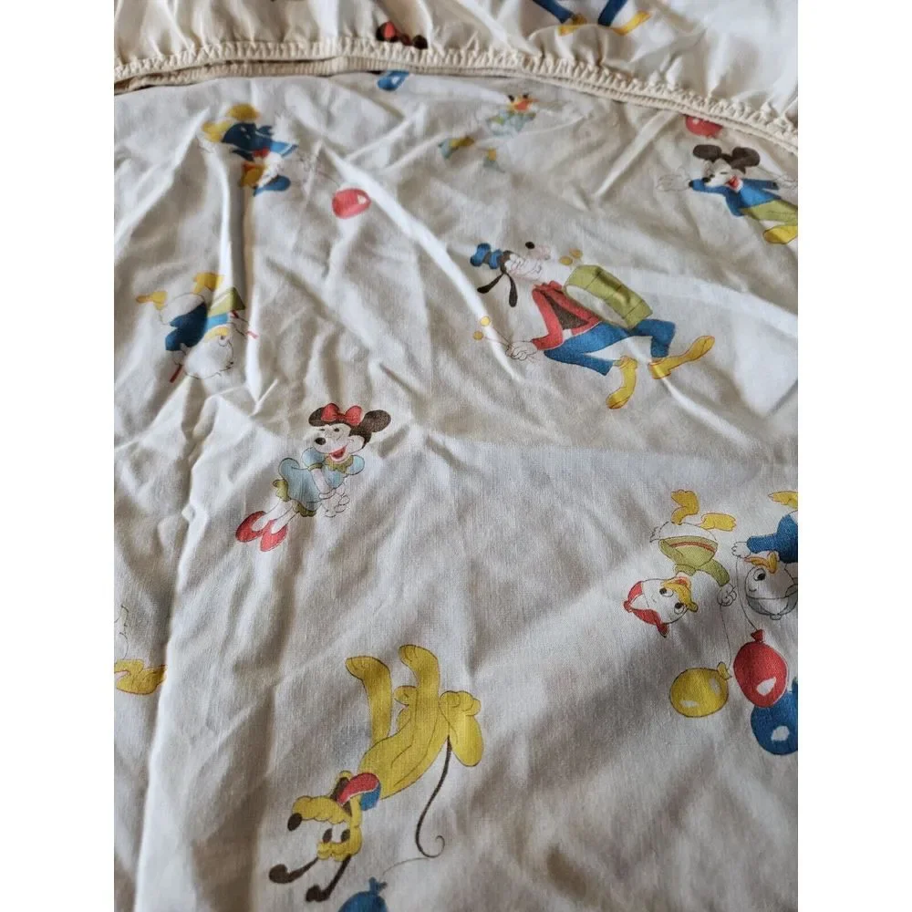 VTG WALT DISNEY PRODUCTIONS MICKY MOUSE WAMSUTTA CRIB SHEET ‎ FITTED 1970s?